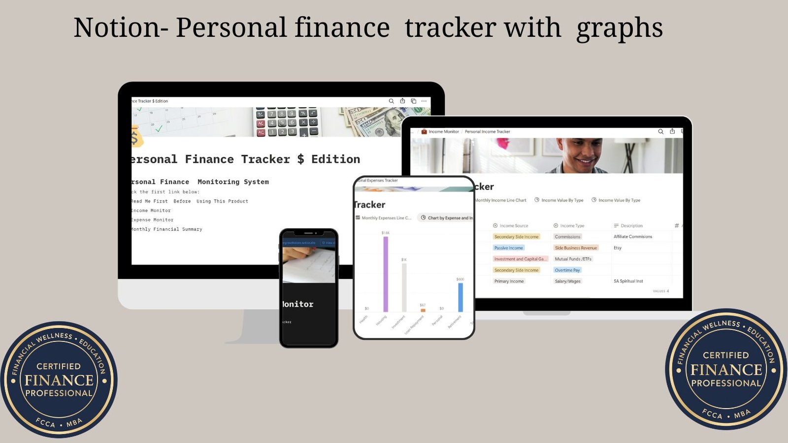 Sara Inner Healing 1-5 Notion Personal Finance Tracker (USA Edition)  